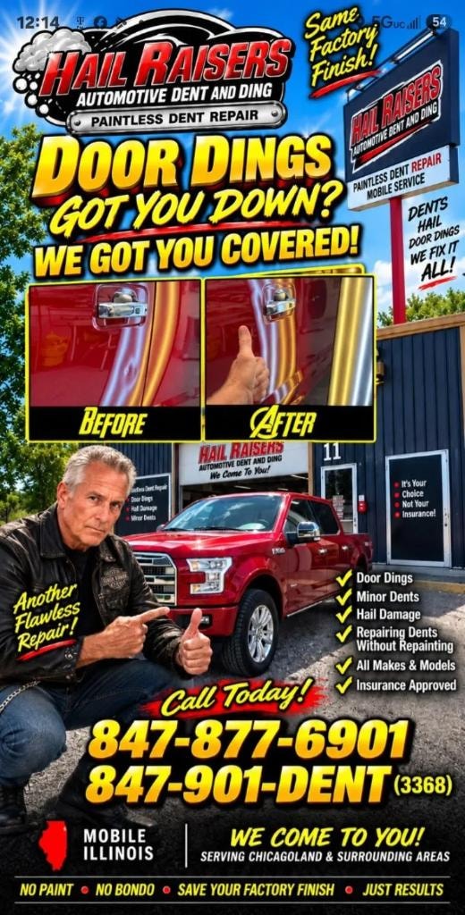 Hail Raisers automotive dent repair — serving northern suburbs of Chicago