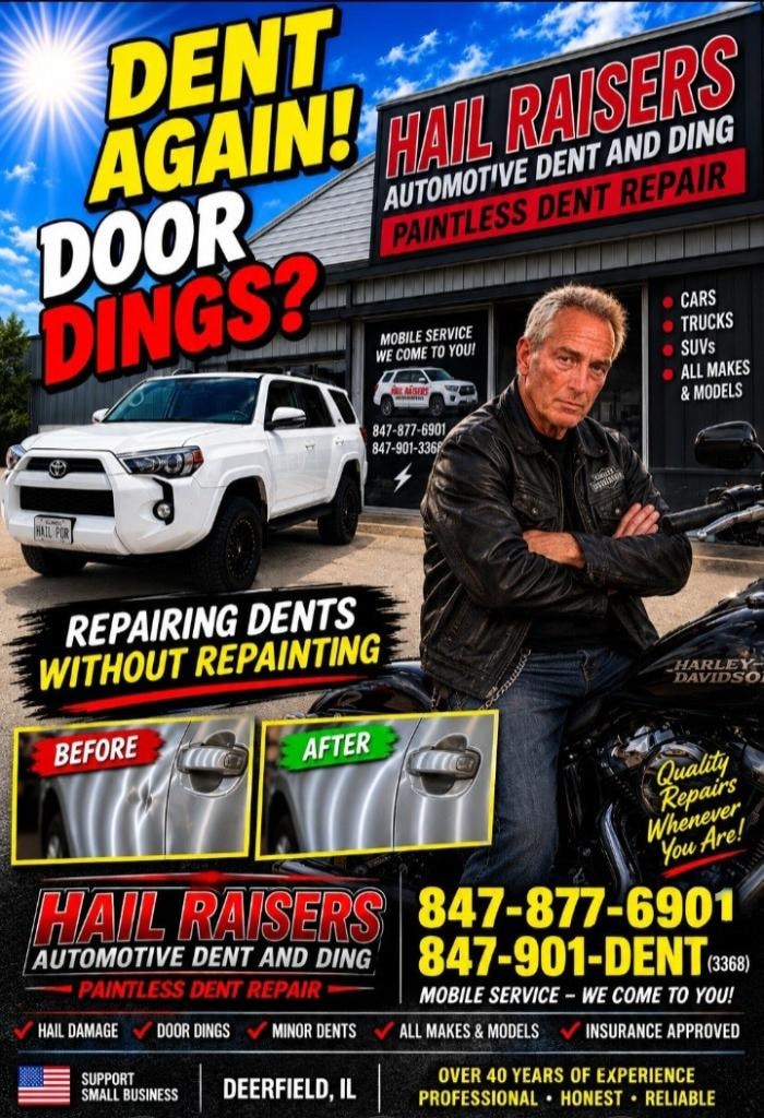 Door dings and dents repaired without repainting — mobile service